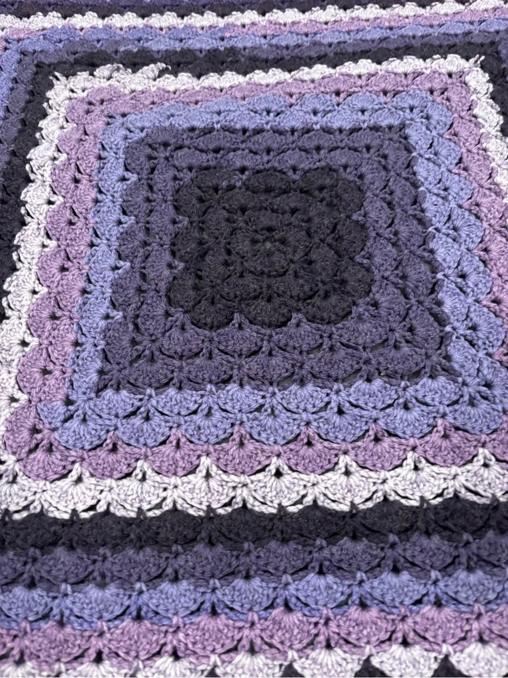 Grandma Core Handmade Crochet Throw Blanket Multi Shade of Purple